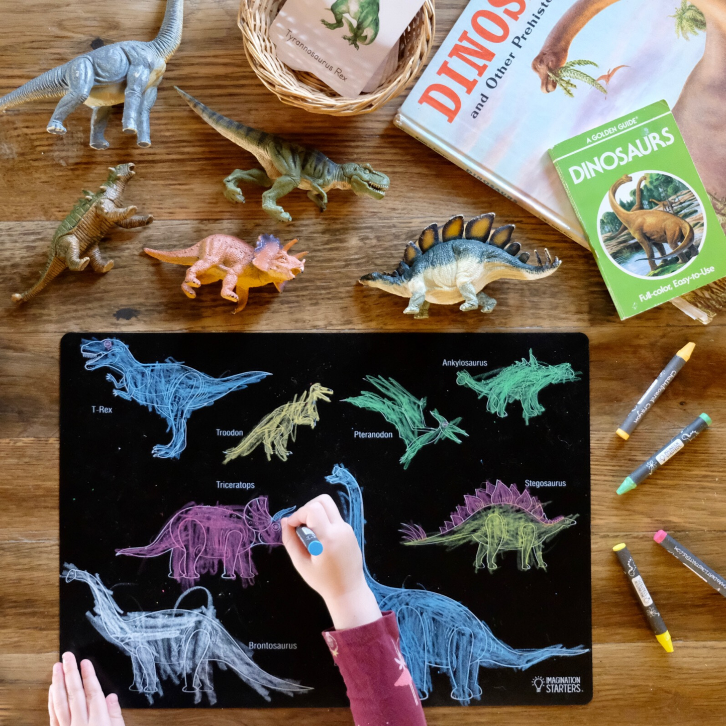 Imagination Starters - Chalkboard Dinosaur Coloring Placemat 12x17