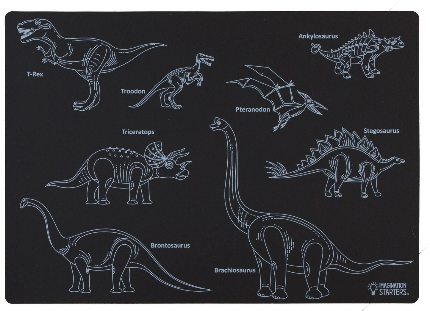 Imagination Starters - Chalkboard Dinosaur Coloring Placemat 12x17