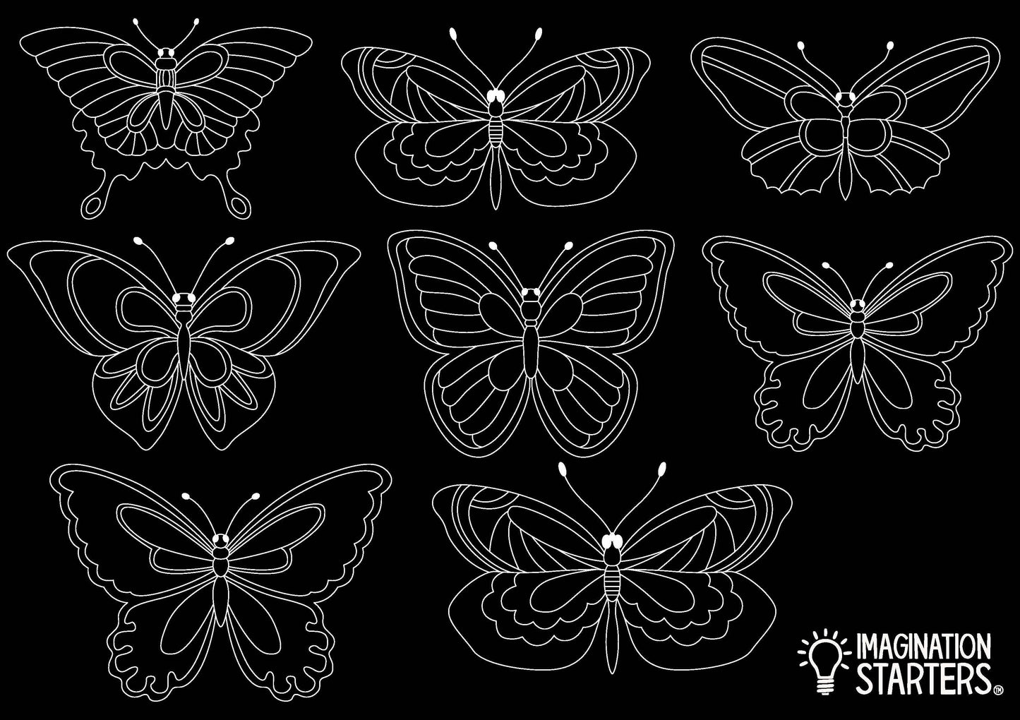 Imagination Starters - Chalkboard  Butterfly Coloring Placemat 12x17