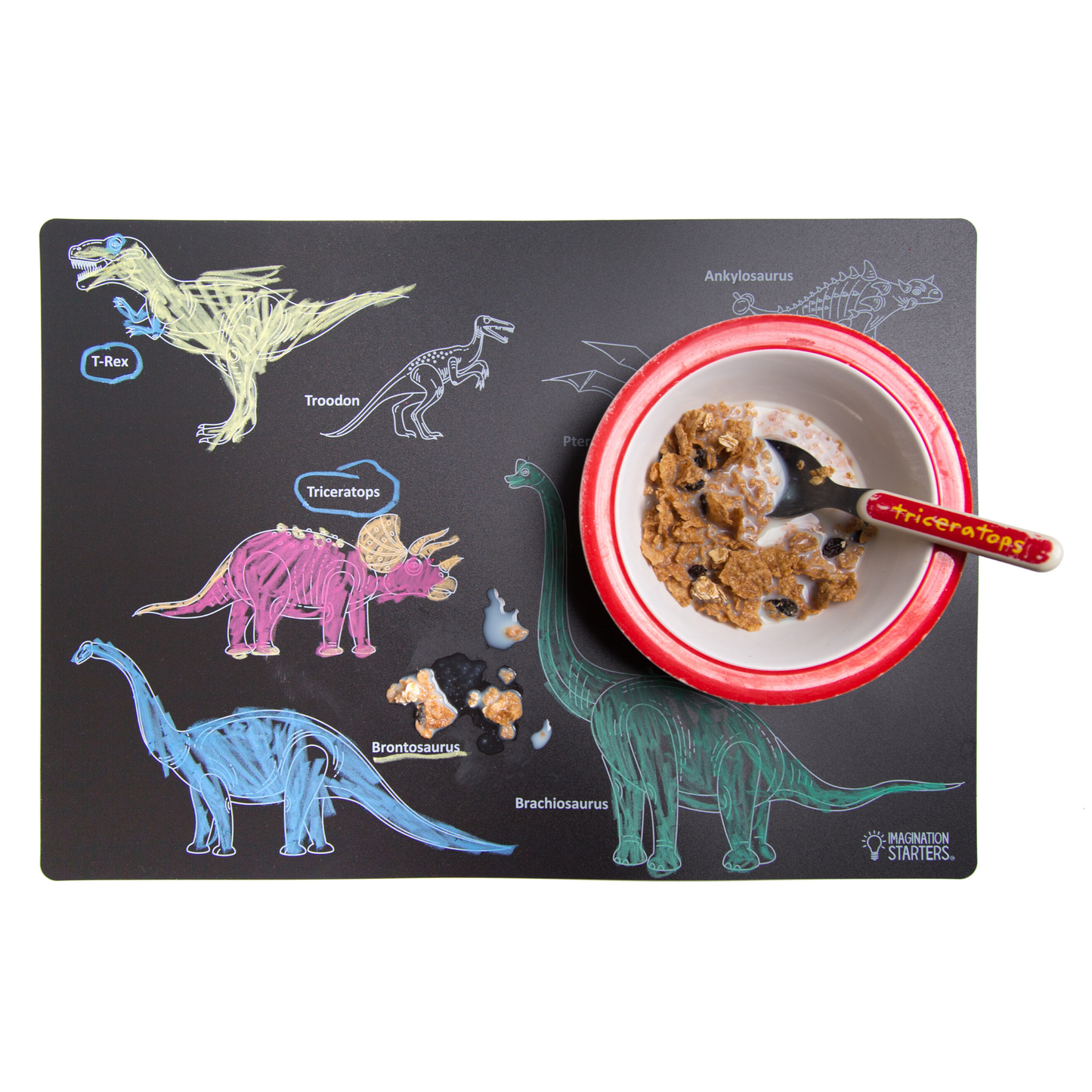 Imagination Starters - Chalkboard Dinosaur Coloring Placemat 12x17